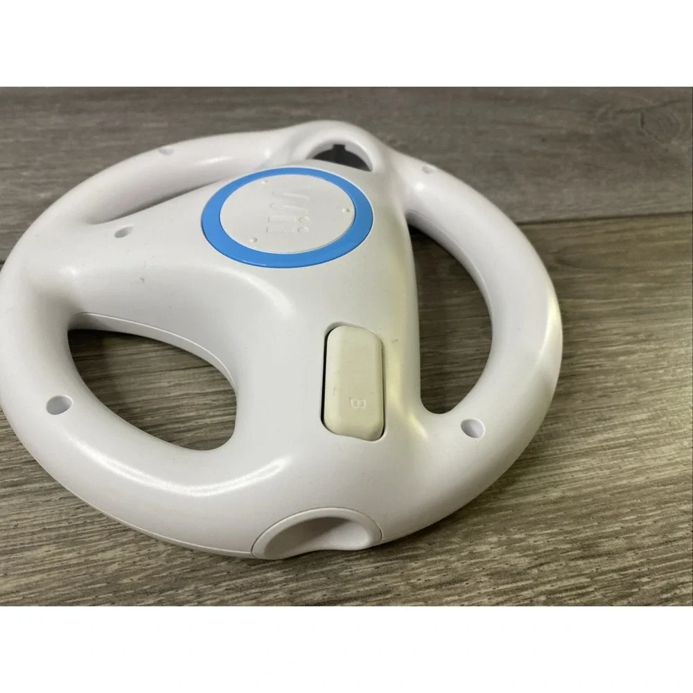 Nintendo Wii Wheel Racing Accessory RVL-024 White Good Mario Kart Steering Wheel